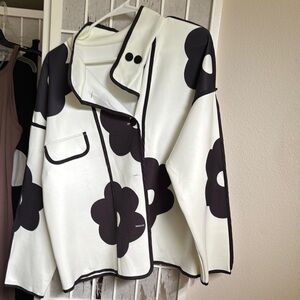 Floral Black and White Blazer